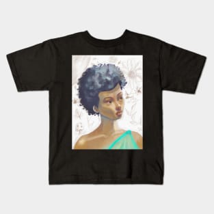 Nature's Goddess - Portrait of a Woman With Flowers Kids T-Shirt
